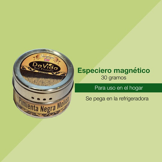 Especiero magnético con pimienta negra molida 40g